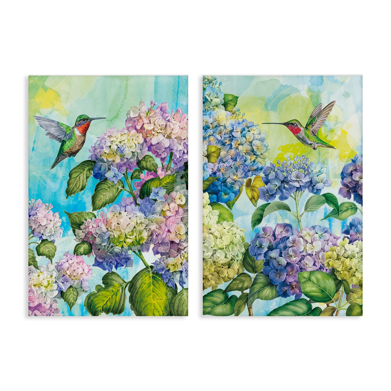 Stupell Industries Hummingbirds and Hydrangeas 2pc Canvas Set, design by Tim Coffey